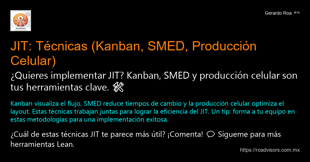 🛠️ JIT: TÉCNICAS (KANBAN, SMED, PRODUCCIÓN CELULAR)