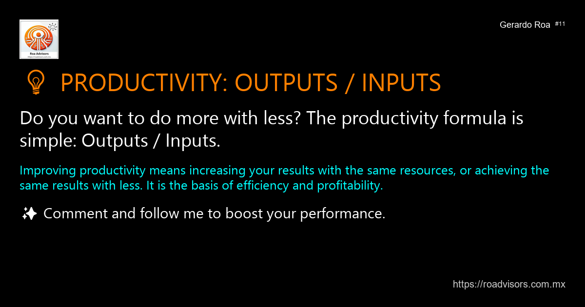 💡 PRODUCTIVITY: OUTPUTS / INPUTS